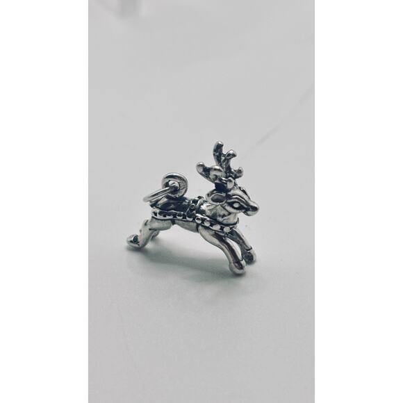 Flying Santa's Reindeer Christmas 925 Solid Sterling Silver Charm - Picture 2 of 4